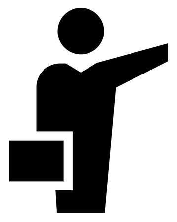 Black vector sign of man with suitcase raising hand hailing taxi cabのイラスト素材