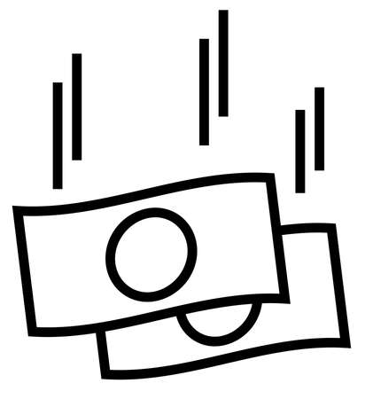 Black vector sign of two falling down banknotesのイラスト素材