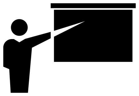 Black vector sign of lector showing pointer on projection screen&#xA;のイラスト素材