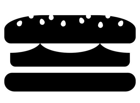 Black vector sign of cheeseburger with sesame seedsのイラスト素材