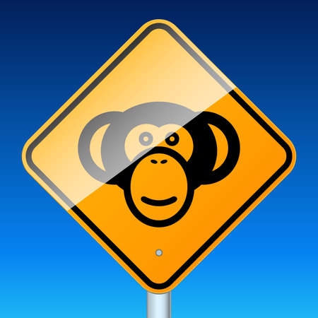 Monkey road sign. High-detailed vector signのイラスト素材