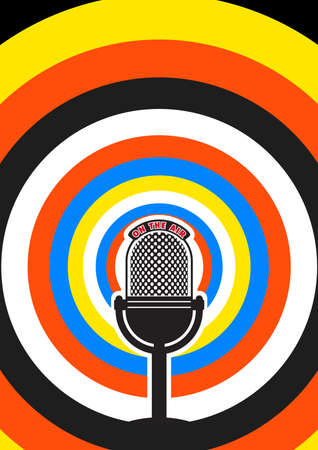 Vector artwork of retro microphone over divergent wavesのイラスト素材
