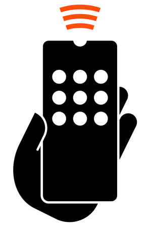 Black sign of remote control in hand.のイラスト素材