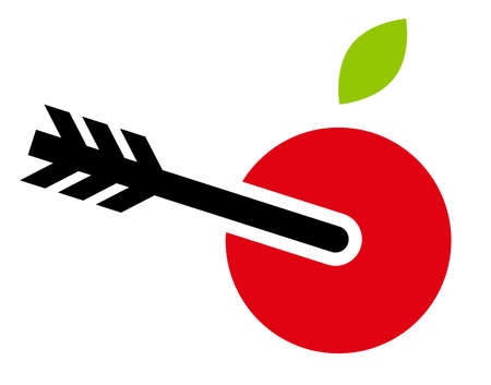 Red apple pierced by arrowのイラスト素材