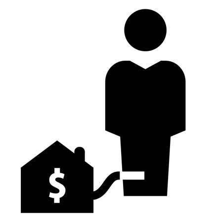 Vector icon of man chained with mortgage loanのイラスト素材