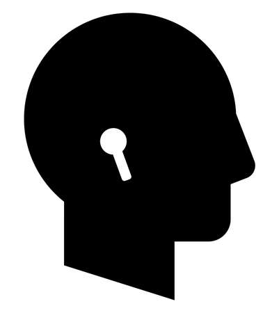 Vector icon of male profile with wireless headphonesのイラスト素材