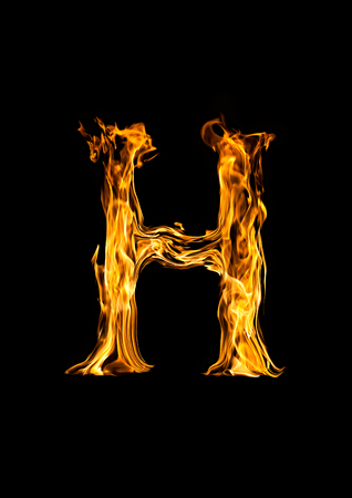  Fire alphabet  letter H の写真素材