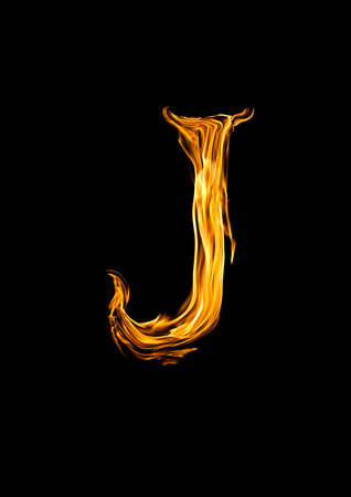  Fire alphabet  letter J の写真素材
