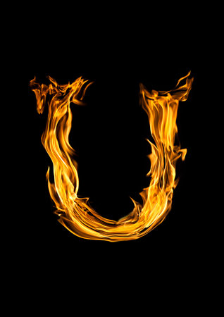  Fire alphabet  letter U の写真素材