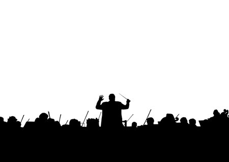 Symphony Orchestra in the form of a silhouette on a white background