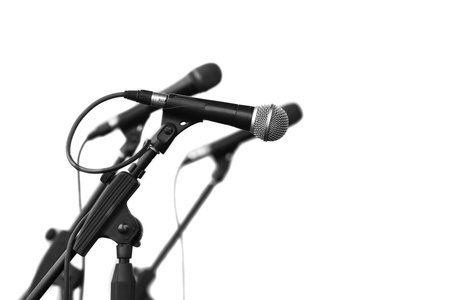  Microphones on a white backgroundの写真素材