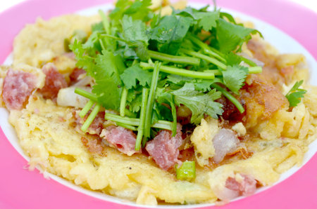 omelet with sour pork isolated on white
