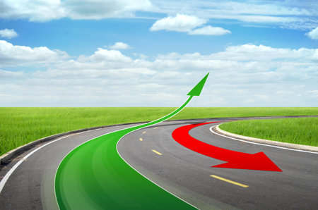 Abstract Business Growth - Green Arrow Up and Red arrow down 