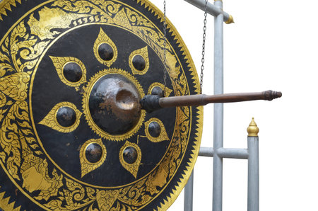 Gong on white backgroundの写真素材