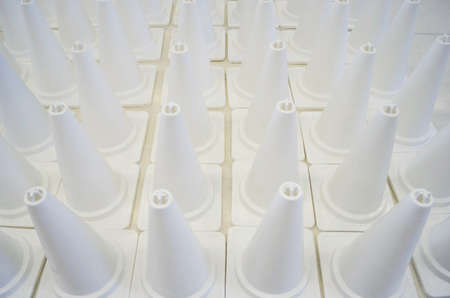 white traffic conesの写真素材