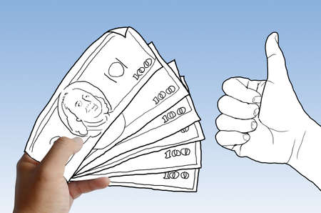 hand holding money の写真素材