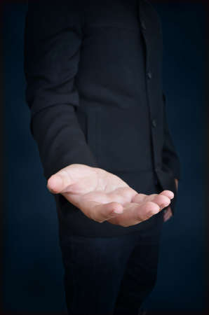 an empty hand of a businessmanの写真素材