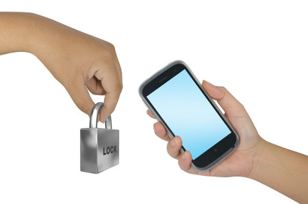 mobile security concept on white background