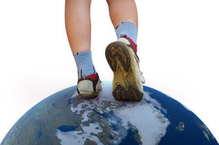 walking on the worldの写真素材