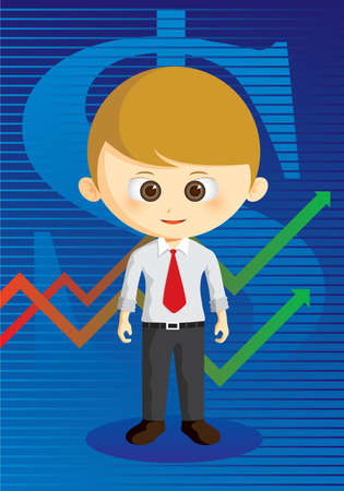 business man with graph on backgroundのイラスト素材