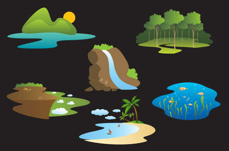 ecological and nature symbols, travel conceptのイラスト素材