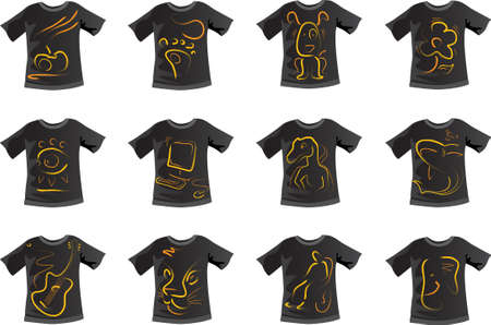 t-shirt set on white backgroundのイラスト素材