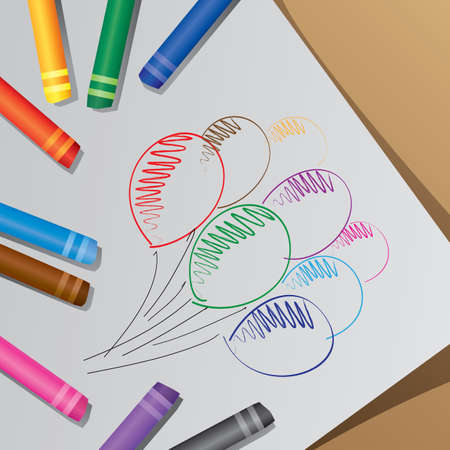vector of the colorful crayons, draw balloonのイラスト素材