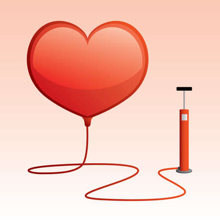 heart shaped balloon with tire pumpのイラスト素材