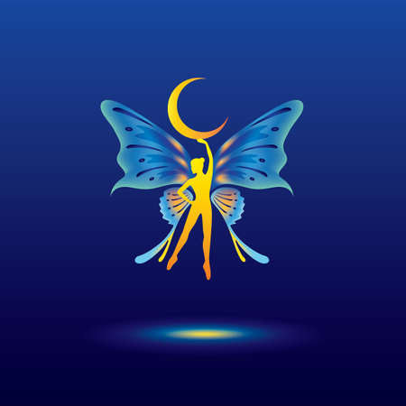 fairy lady holding half moon in her handのイラスト素材