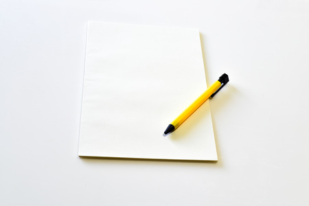 blank notebook with yellow clipboard pen Thailandの写真素材