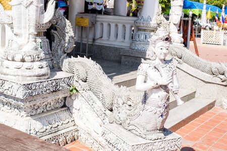 Nan, North of Thailand - 09 Dec, 2016: Ming Muang Temple (Center city Pillar), Serpent Statueのeditorial素材