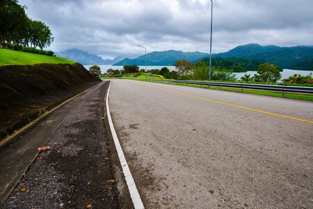 Road to the Dam at the Southern of Thailand (Surat Thani)の写真素材