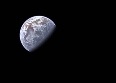 grey planet in space - realistic clouds and continents