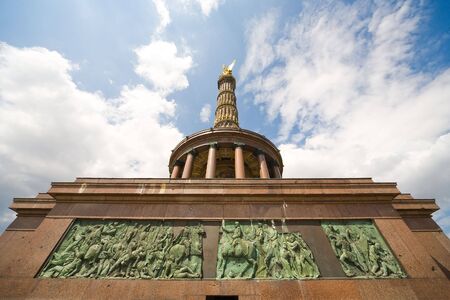 Siegessäule statue in clouds - panoramic wiev の写真素材