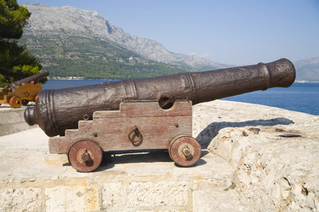historic cannon on Korcula Island - Croatiaの写真素材