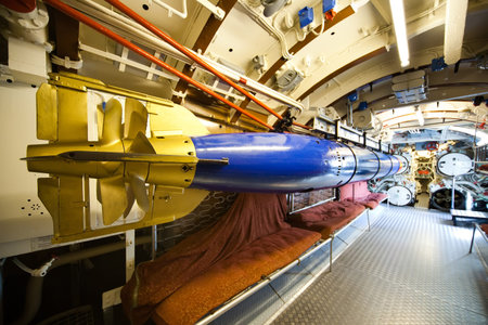 German world war 2 submarine type VIIC 41 - torpedo compartment - ultra wide angle photo