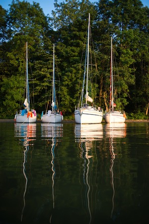 Yachting in Poland on Mazury lakesの写真素材