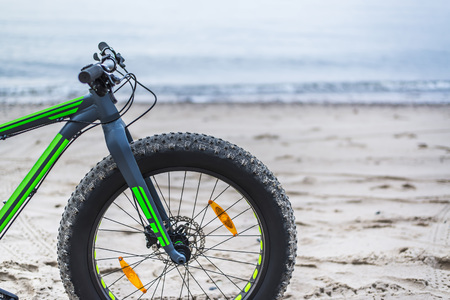 Fat bike on beach near Kolobrzeg - Polandの写真素材