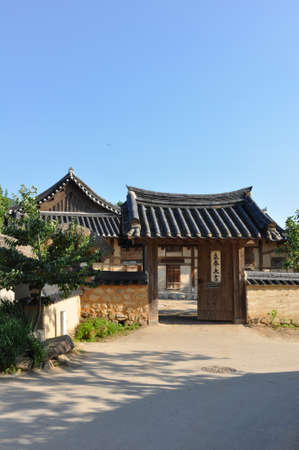 traditional hanok in hahoe folk village, andong, south koreaのeditorial素材