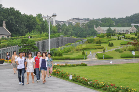 SEOUL, SOUTH KOREA - AUGUST 2012 - Ewha Womans University view of Campus Complex (ECC).のeditorial素材