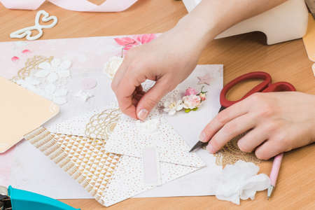 Scrapbooking for wedding or other festive decorations .の写真素材