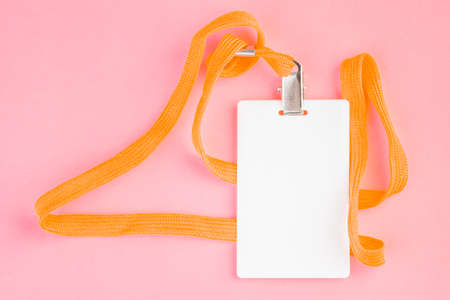 Empty card ID / on a pink background. Space for text.の写真素材