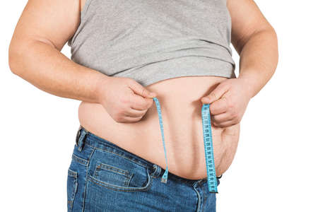 The person with excess weight. Isolated on white background.