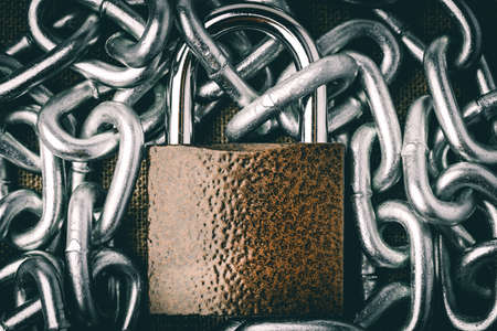 Lock and chain.Rendered image. Protection concept
