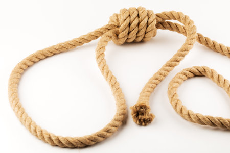 The gallows, a rope for hanging on a white background.
