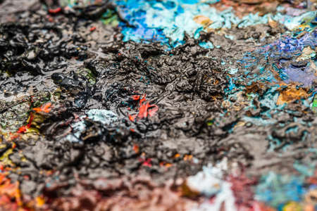 Background image of bright oil-paint palette closeupの写真素材