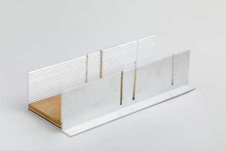 Aluminum mitre box on white background