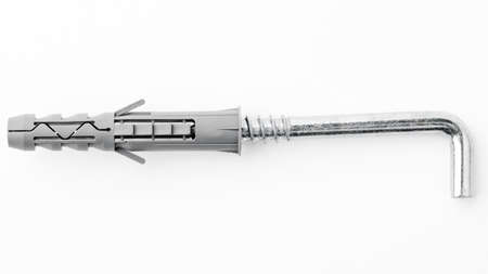 Metal hooks screws isolated on a white background. Concept of repair and construction.の写真素材