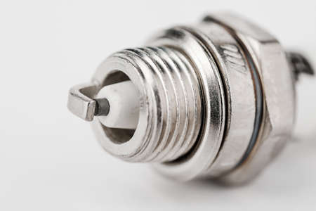 iridium spark plugs, on a white background.の写真素材
