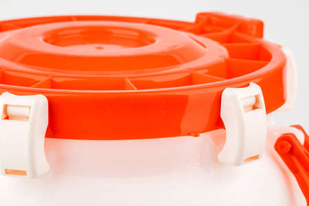 White plastic water and liquid storage tank industrial container.の写真素材